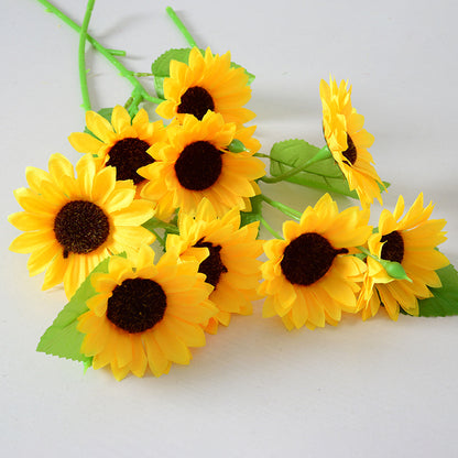 3 Sunflowers Simulation Flowers Silk Fabric Sun Bouquet