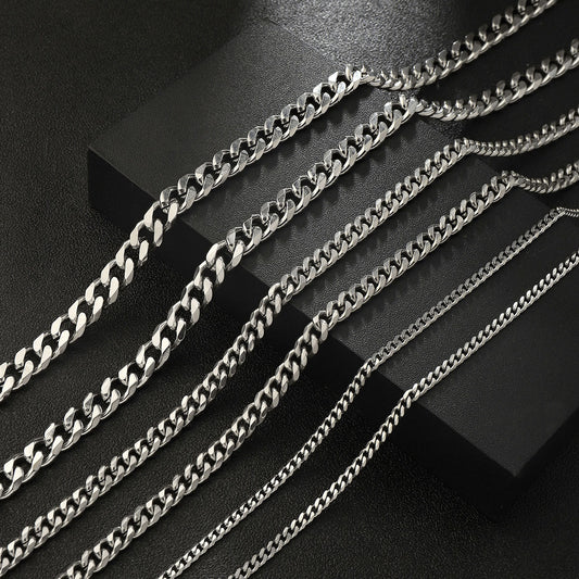 Collar de cadena cubana de acero de titanio estilo hip hop para hombre de 3/5/7 mm 