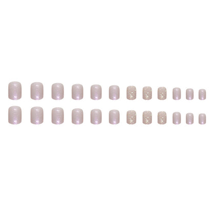 Short Purple Glitter Square Fake Nails