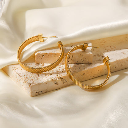 Stainless Steel C-Shaped Hoop Earrings