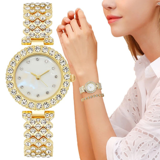 Reloj de cuarzo con diamantes de imitación para mujer 