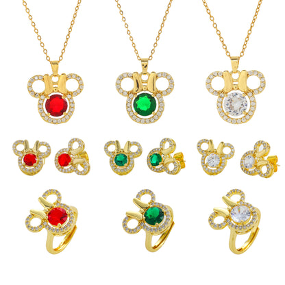 Juego de collar de lujo con mariposa de Mickey 