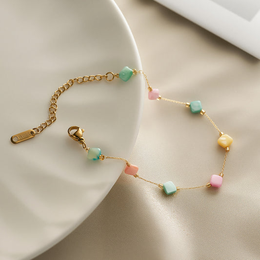 Women's Natural Stone Four-Leaf Clover Bracelet — Colorful, Non-Fading