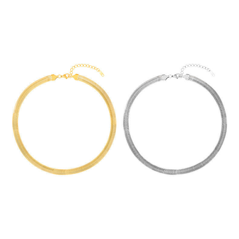 Women's Wide Soft Snake-Chain Titanium-Steel Collarbone Necklace