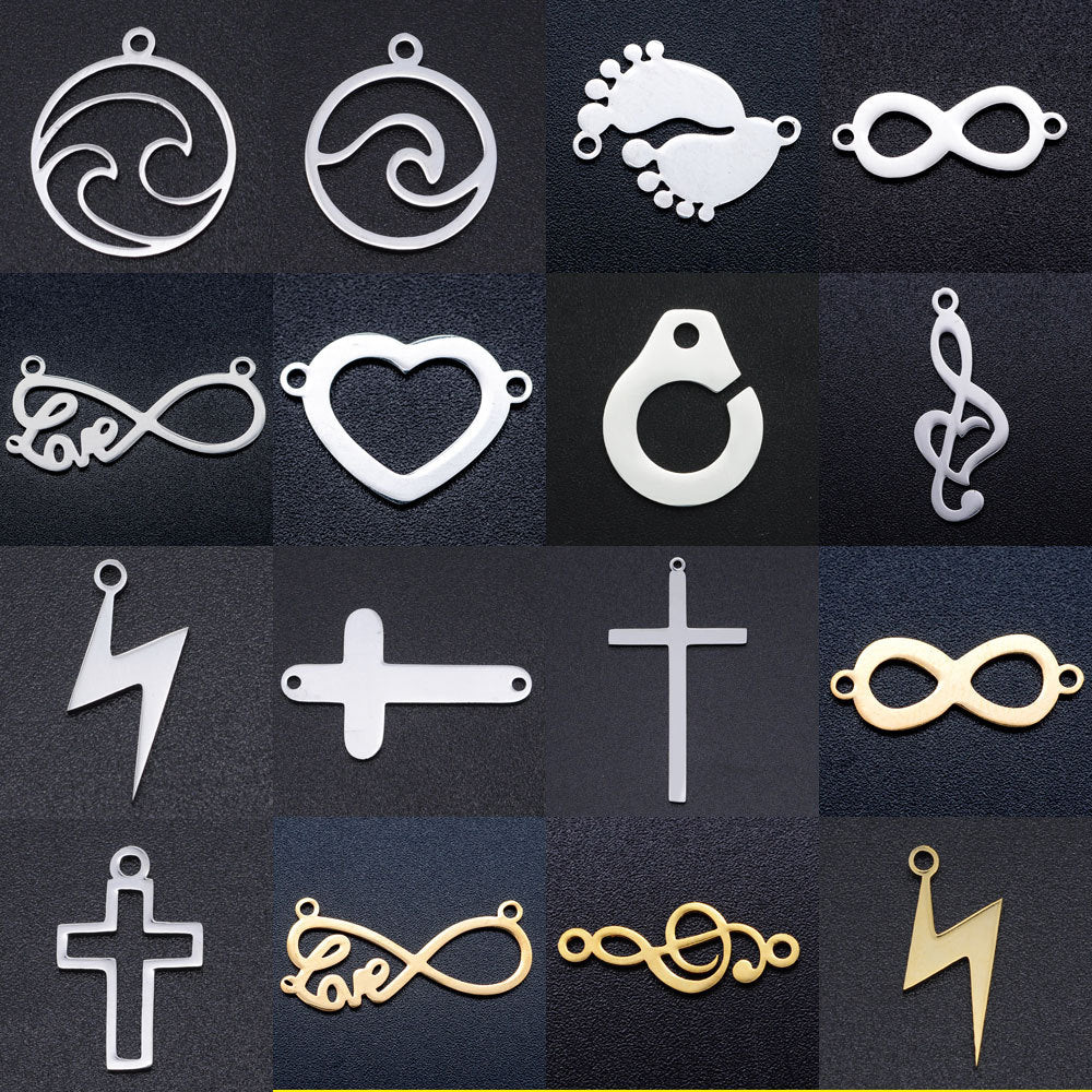 5 piezas/paquete Colgante de acero de titanio en forma de corazón con infinitas notas musicales 