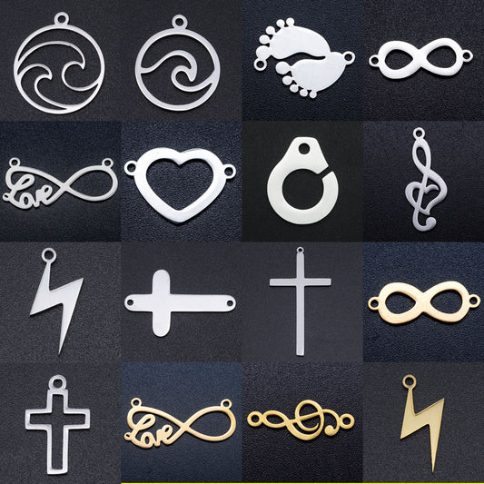 5pcs/pack Heart-shaped titanium steel pendant with infinite musical notes