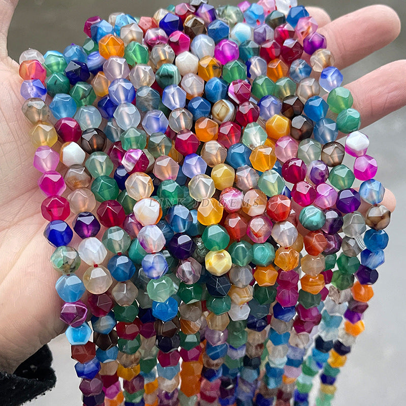 8Mm Candy Color Agate Cut Diamond Beads Loose Beads