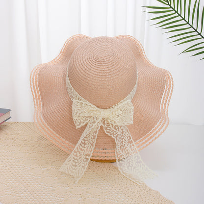 Wavy Floral Straw Hat Women Summer