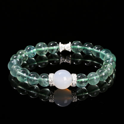 7A Natural Blue Fluorite Bead Bracelet