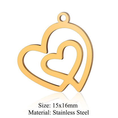 5 pcs/bag peach heart love titanium steel pendant accessories