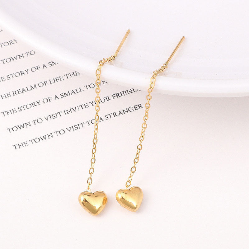Peach Heart Titanium Steel Stud Earrings — Korean Simple Trendy