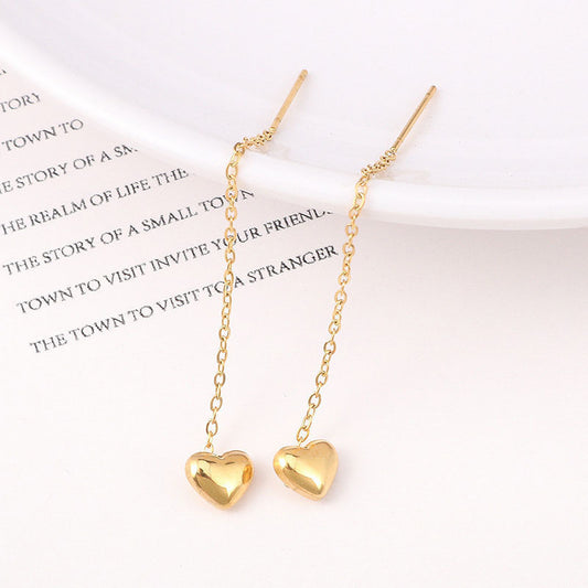Peach Heart Titanium Steel Stud Earrings — Korean Simple Trendy