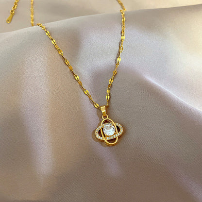 Four-leaf clover diamond necklace