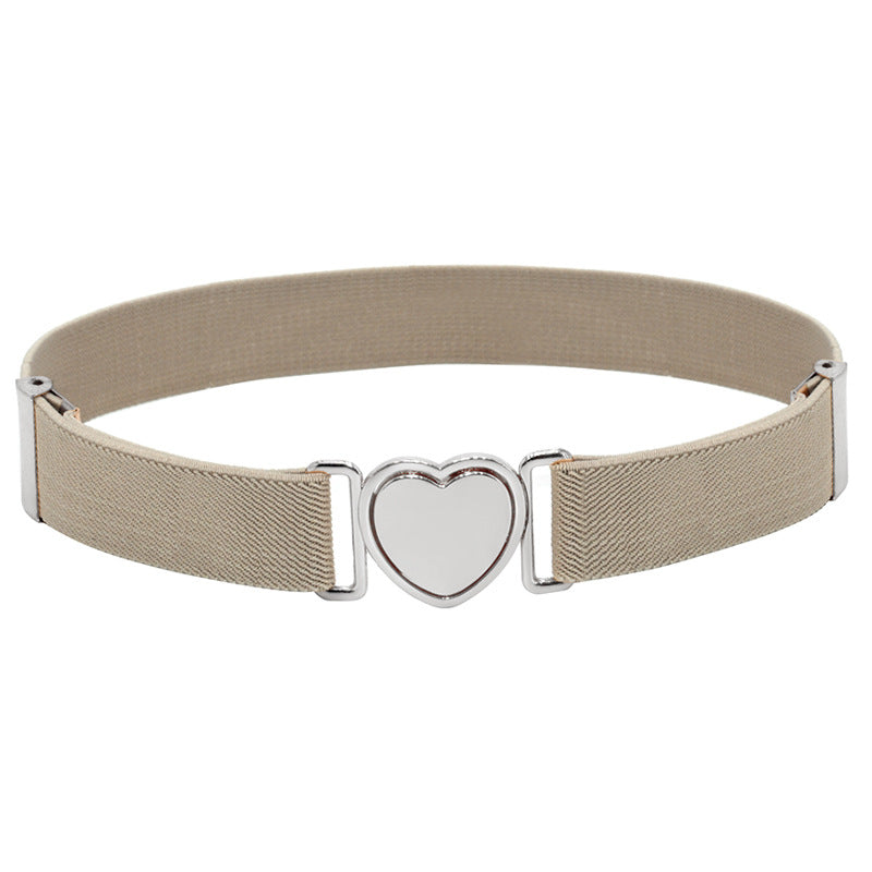 Silver Heart Buckle Adjustable Kids Belt