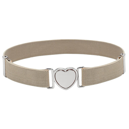 Silver Heart Buckle Adjustable Kids Belt