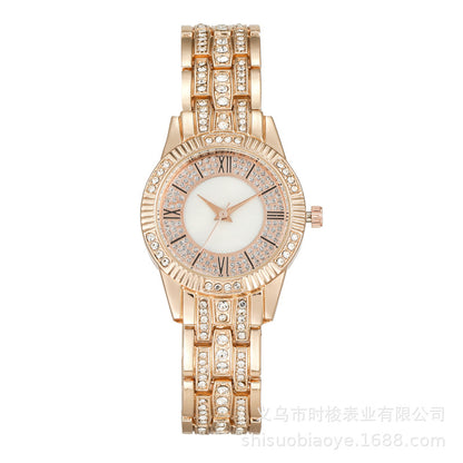 Reloj de cuarzo para mujer con esfera de concha y diamantes de imitación 