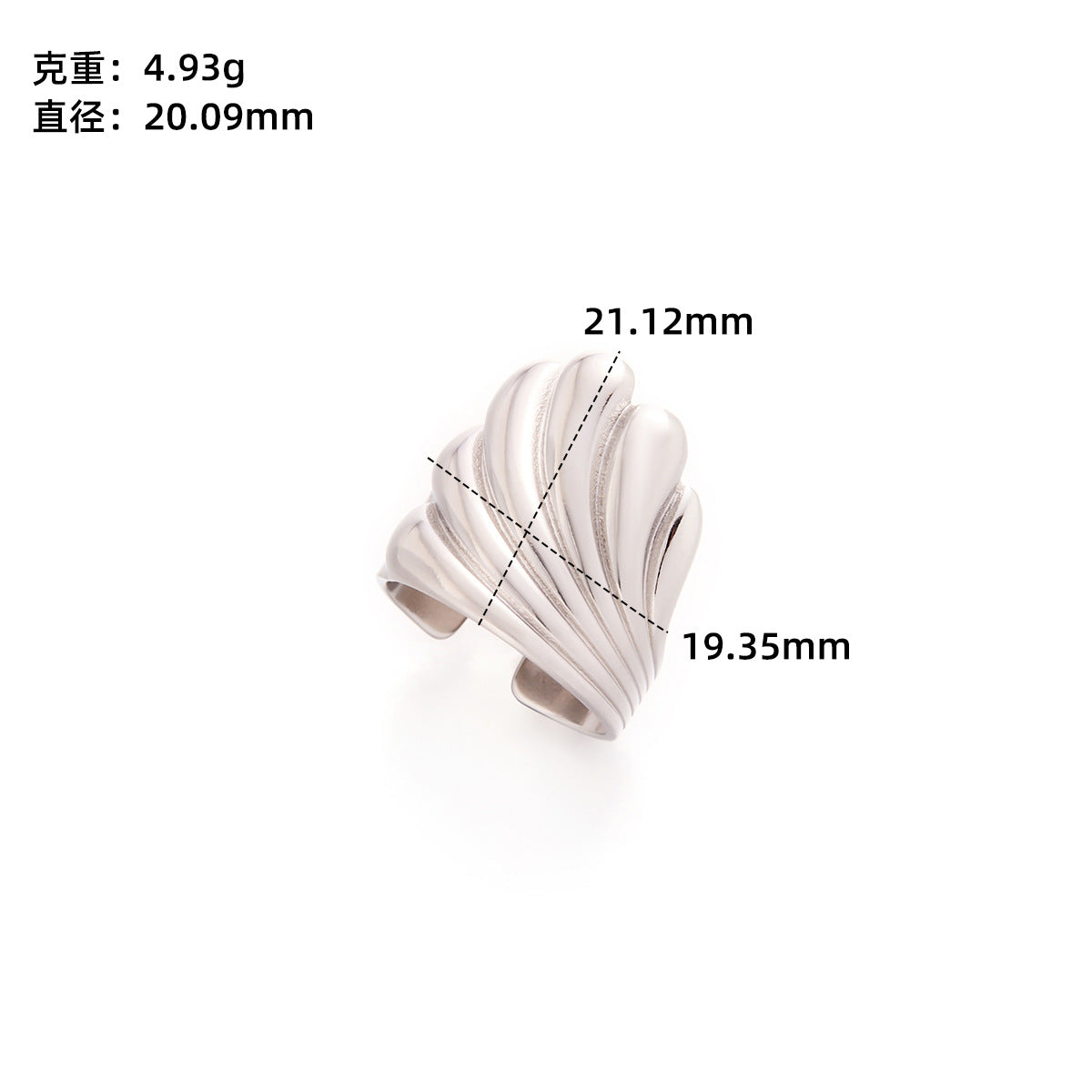 Retro Wide-Pleated Heart Titanium Steel Ring — 18K Gold Plated