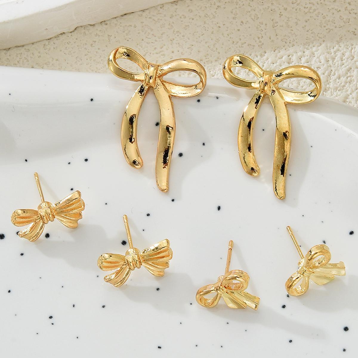 Alloy Bow Stud Earring Set