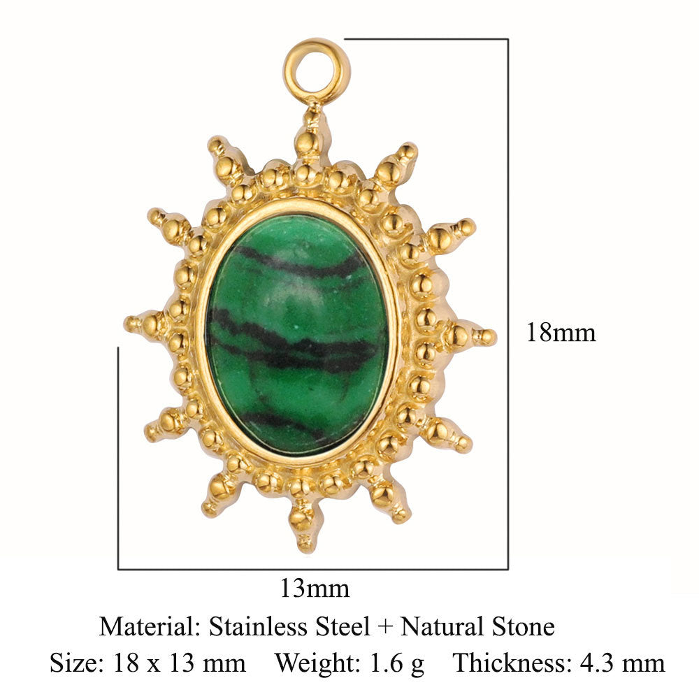 Sun ruby turquoise stainless steel pendant