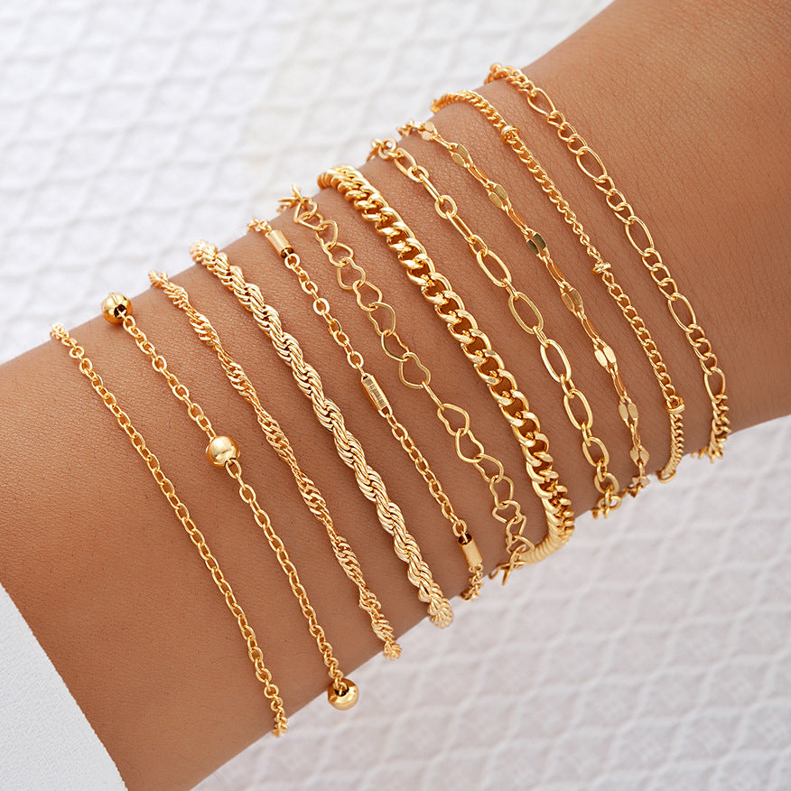 Hollow Love Twist Bracelet Set