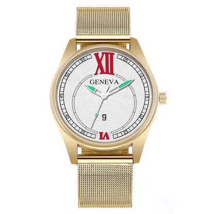Quartz watch fashion mesh belt watch men