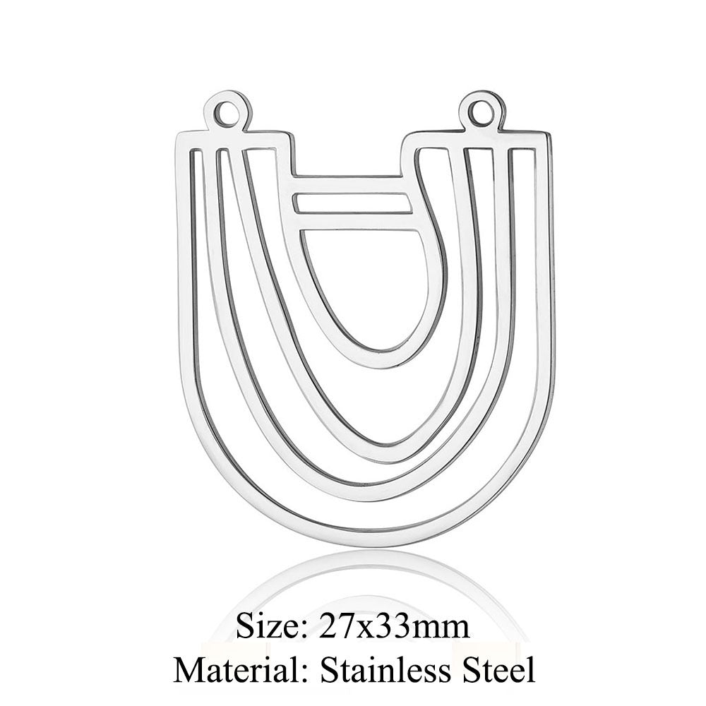Colgante de acero de titanio con forma geométrica, 5 unidades por bolsa 