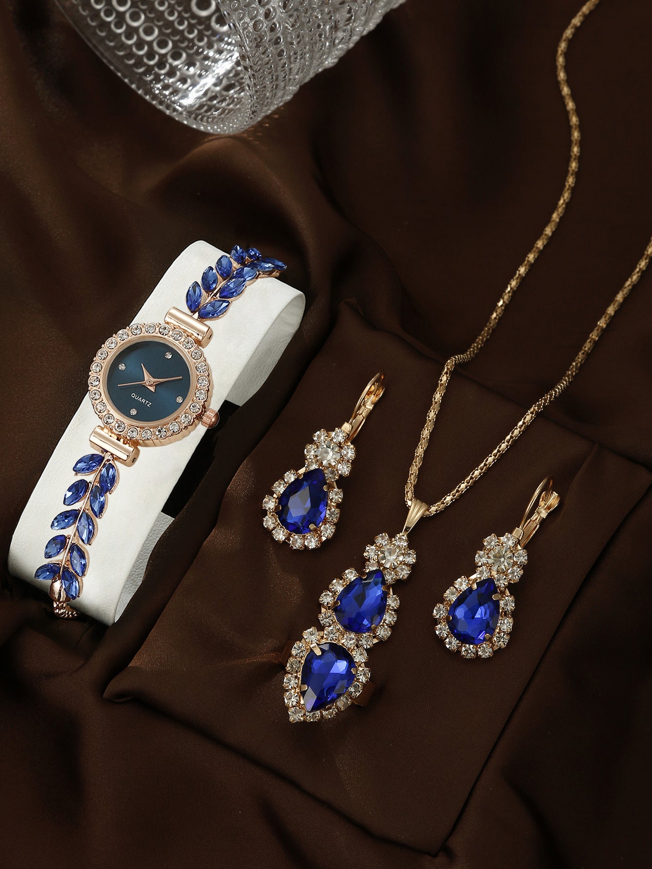 Quartz bracelet watch jewelry set
