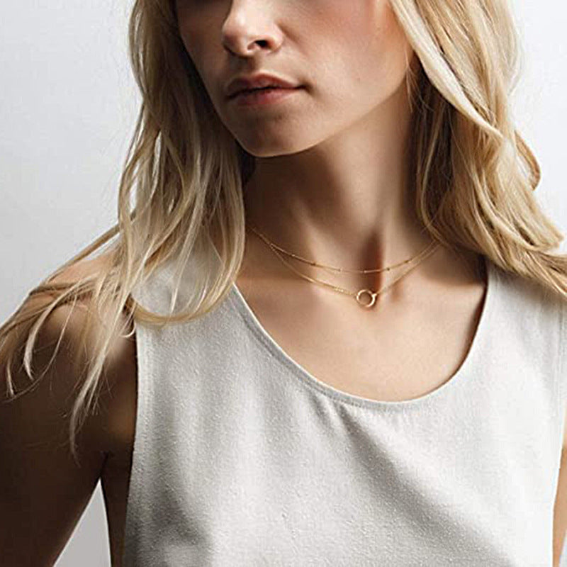 Double-Layer Ring & Bead Necklace