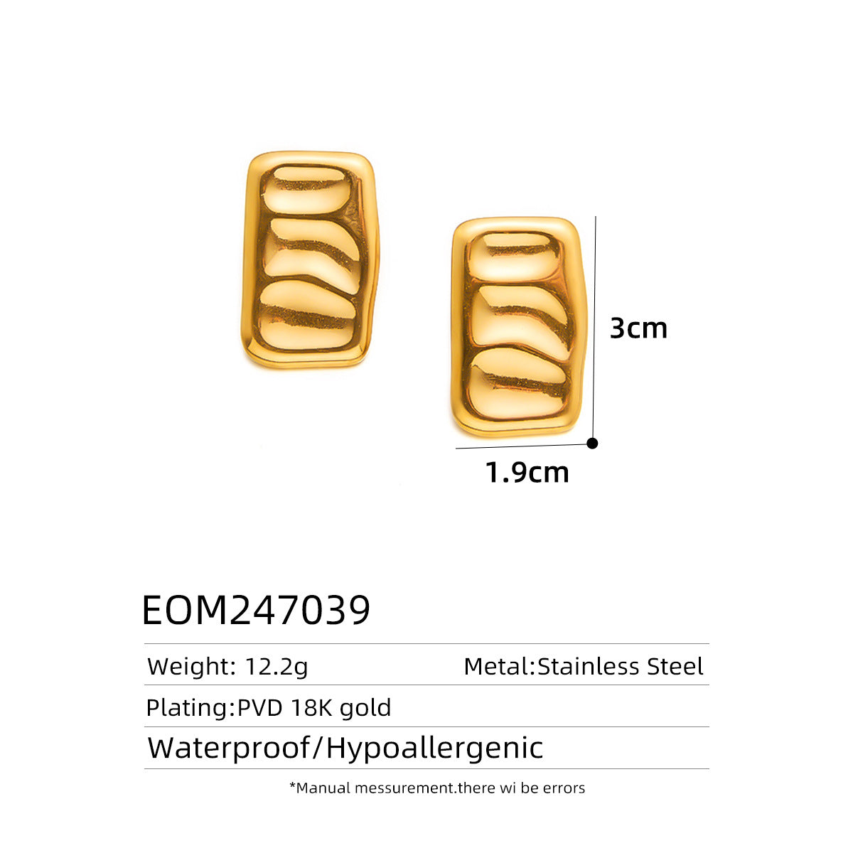 18K Gold Titanium Steel Hollow Geometric Statement Earrings