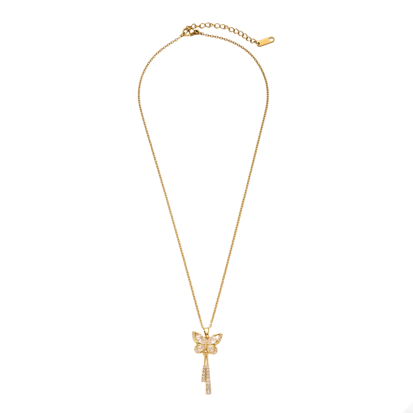 Diamond Butterfly Tassel Necklace