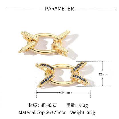 18K gold-coated rose copper zircon detachable connecting buckle