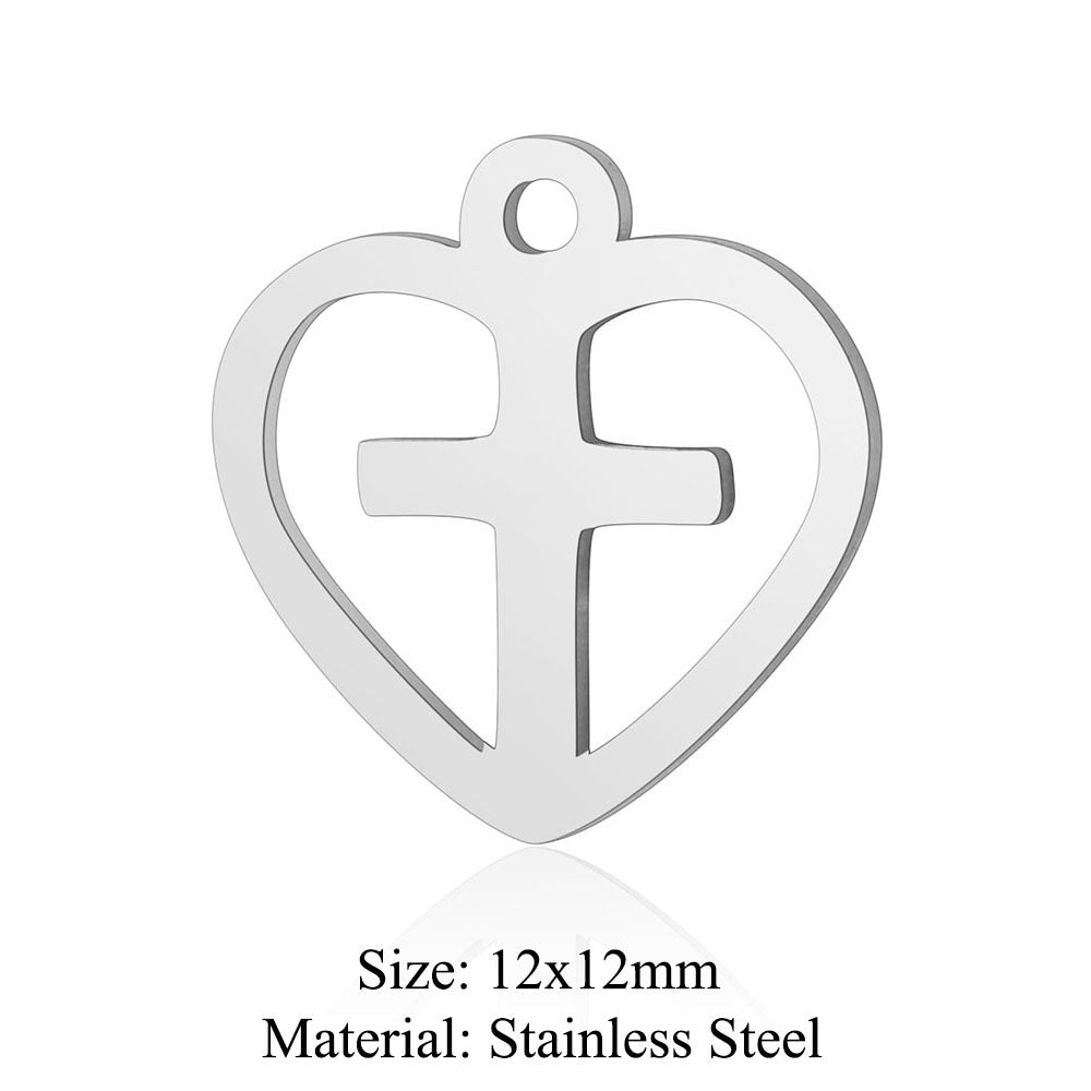 5 pcs/bag peach heart love titanium steel pendant accessories