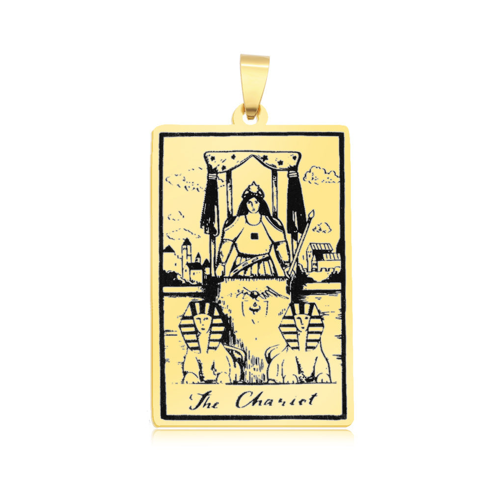 5 pcs/pack, gold tarot titanium steel pendant.