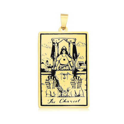 5 pcs/pack, gold tarot titanium steel pendant.