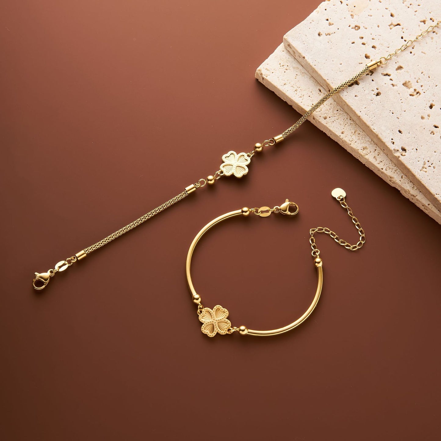 18K Gold Four-Leaf Clover Bracelet