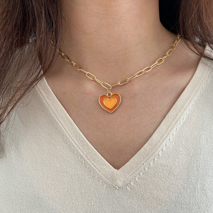 Alloy oil drop double layer love pendant necklace