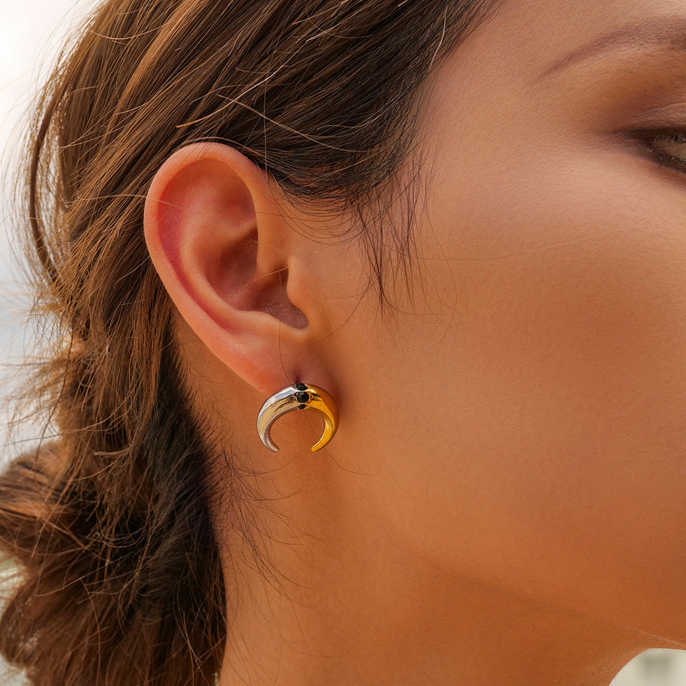 Two-tone gold steel earrings