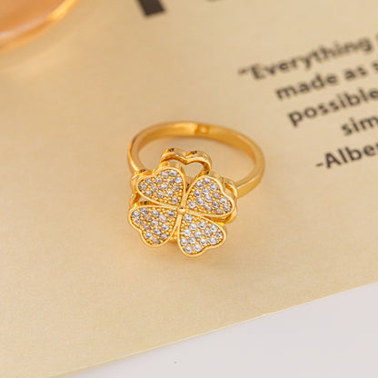 Four-leaf clover rotatable ring fashion