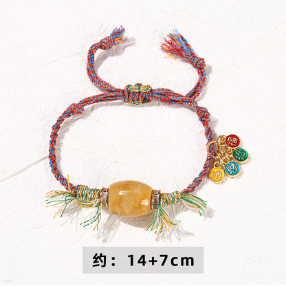 Topaz bucket beads lucky Nafu woven hand rope