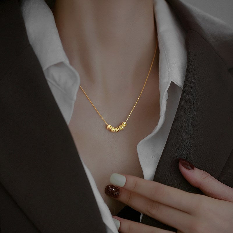 Titanium Steel "Five Blessings" Light-Luxury Ethnic Collarbone Necklace