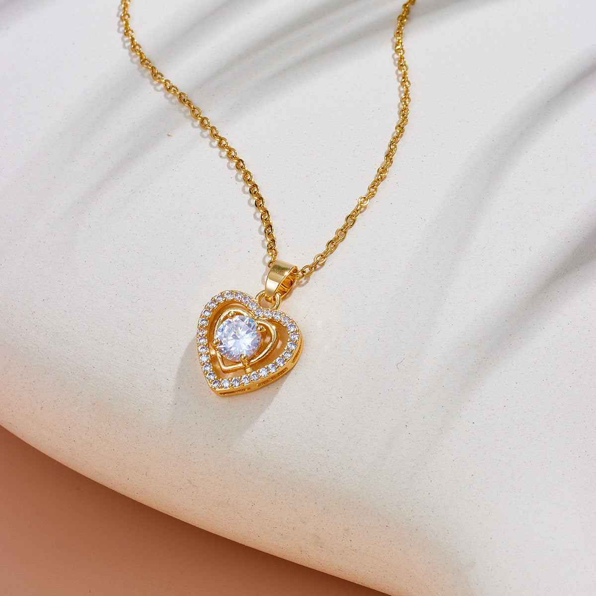 Women's Gold-Plated Titanium Steel Zircon Love Clavicle Necklace