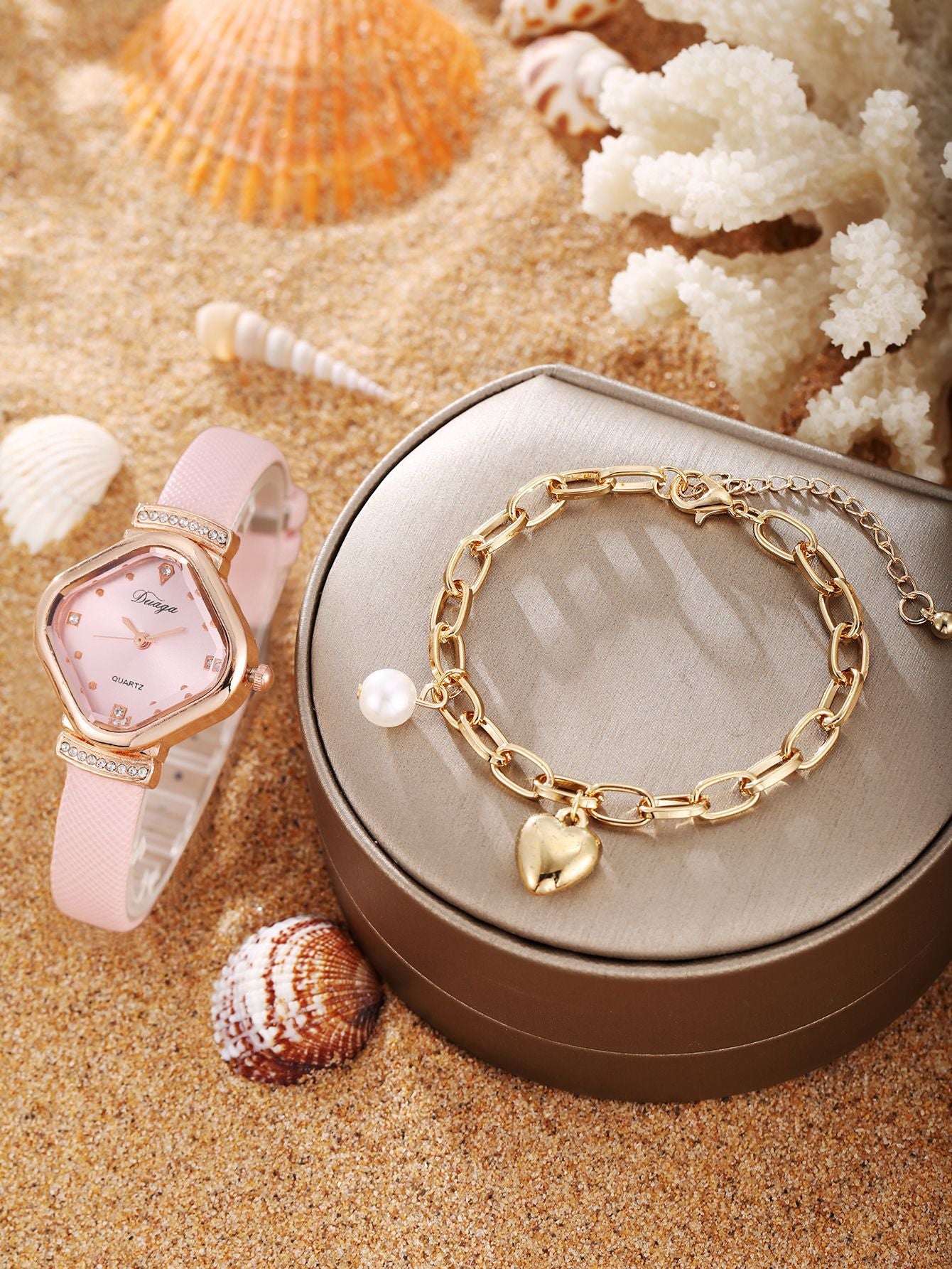 Watch Pearl Bracelet Tulip Star Moon Jewelry Set