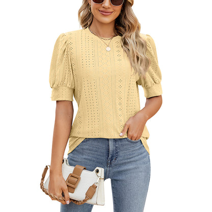 Button-down short-sleeved top