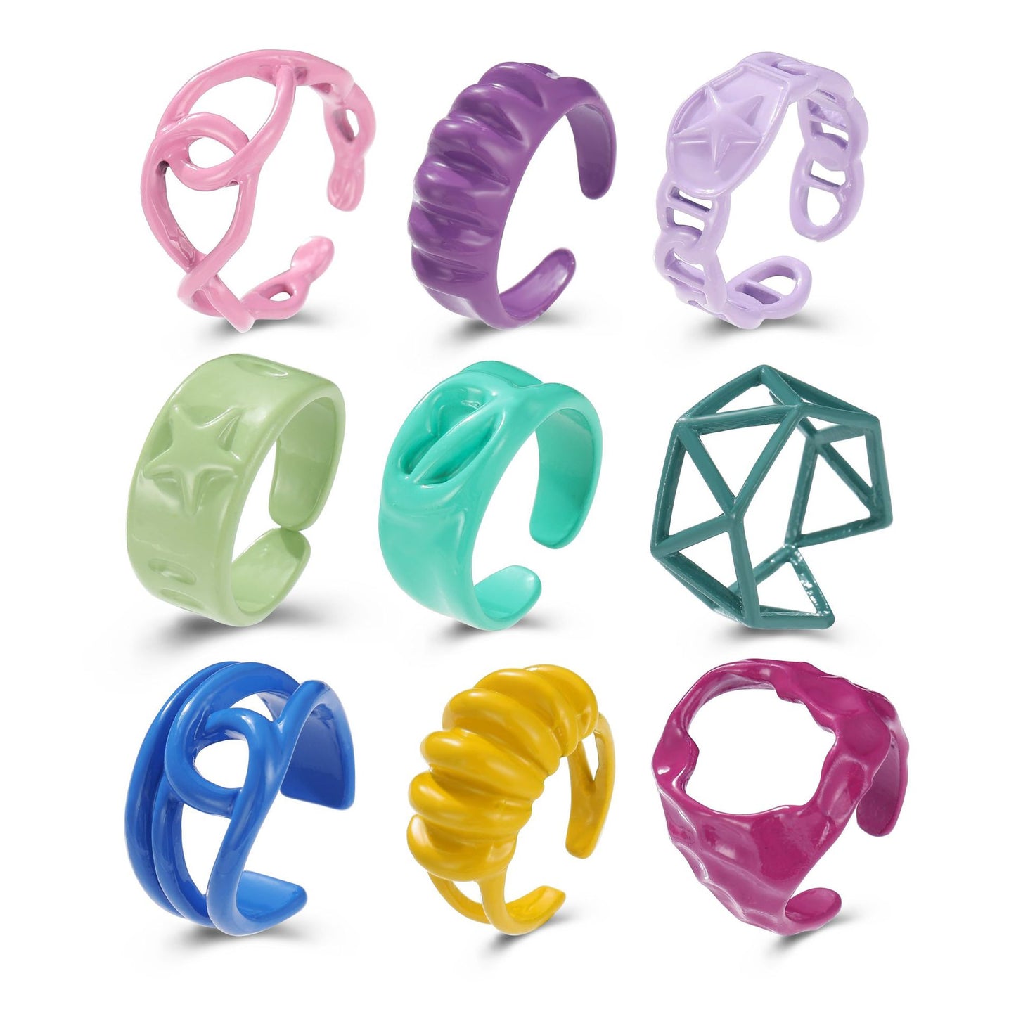 Colorful jelly alloy hollow ring