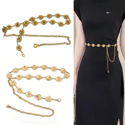Fashion Metal Rose Waist Chain Ladies