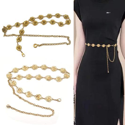 Fashion Metal Rose Waist Chain Ladies