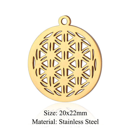5 pcs/pack Four Leaf Clover Tree of Life Transfer Titanium Steel Pendant