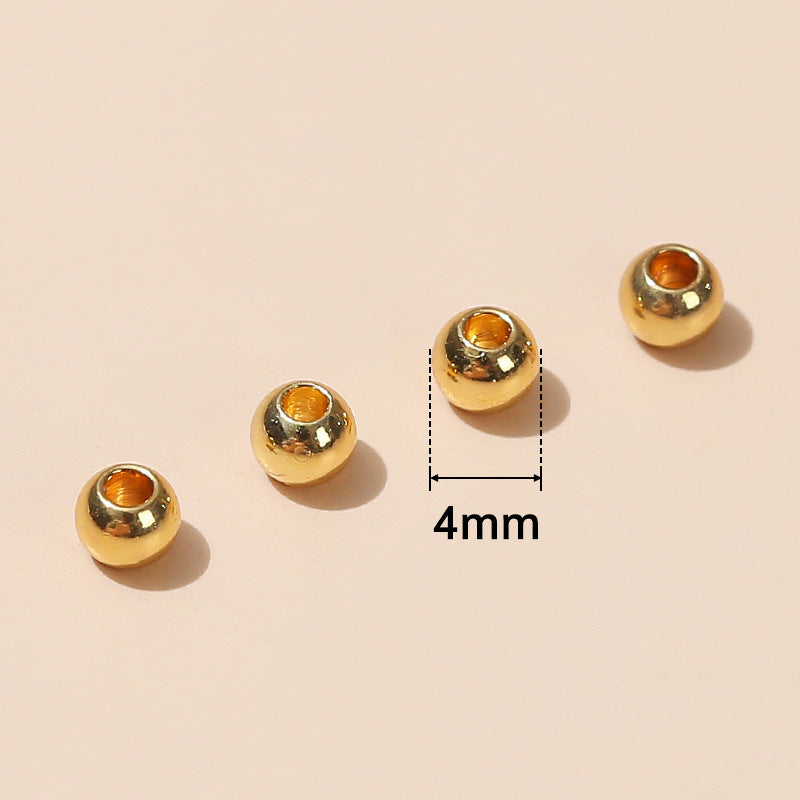 4mm18K gold small copper bead round bead through hole