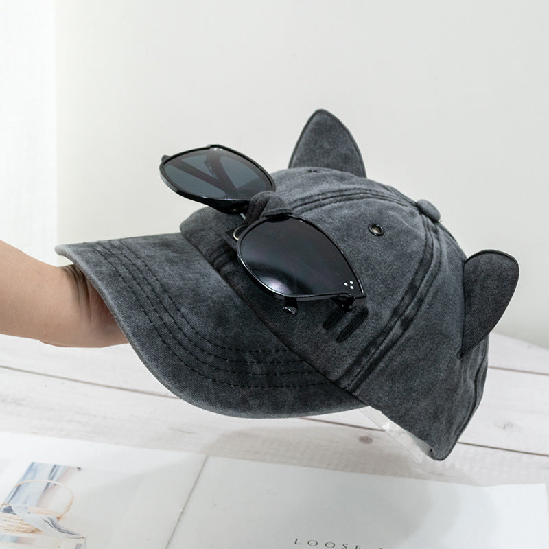 Cat Ear Pilot Sunglasses Baseball Cap