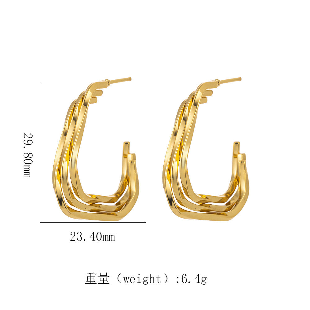 Women's 18K Gold Titanium Steel Geometric Hollow Spiral Bracelet